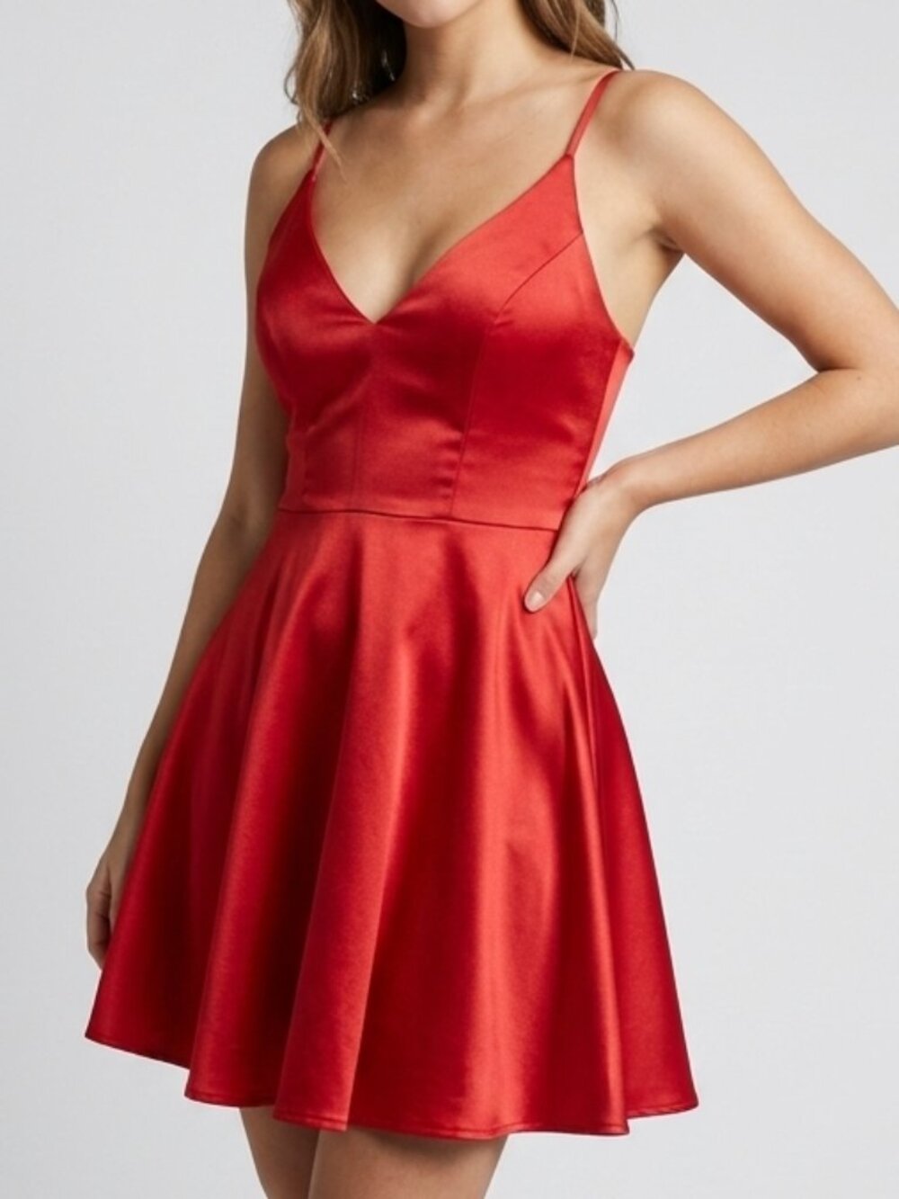 NWT Sequin Hearts Red Satin Fit & Flare Cocktail Dress Sz 9